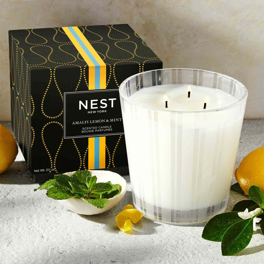 Amalfi Lemon & Mint 3-Wick Candle by NEST New York with lemon and mint
