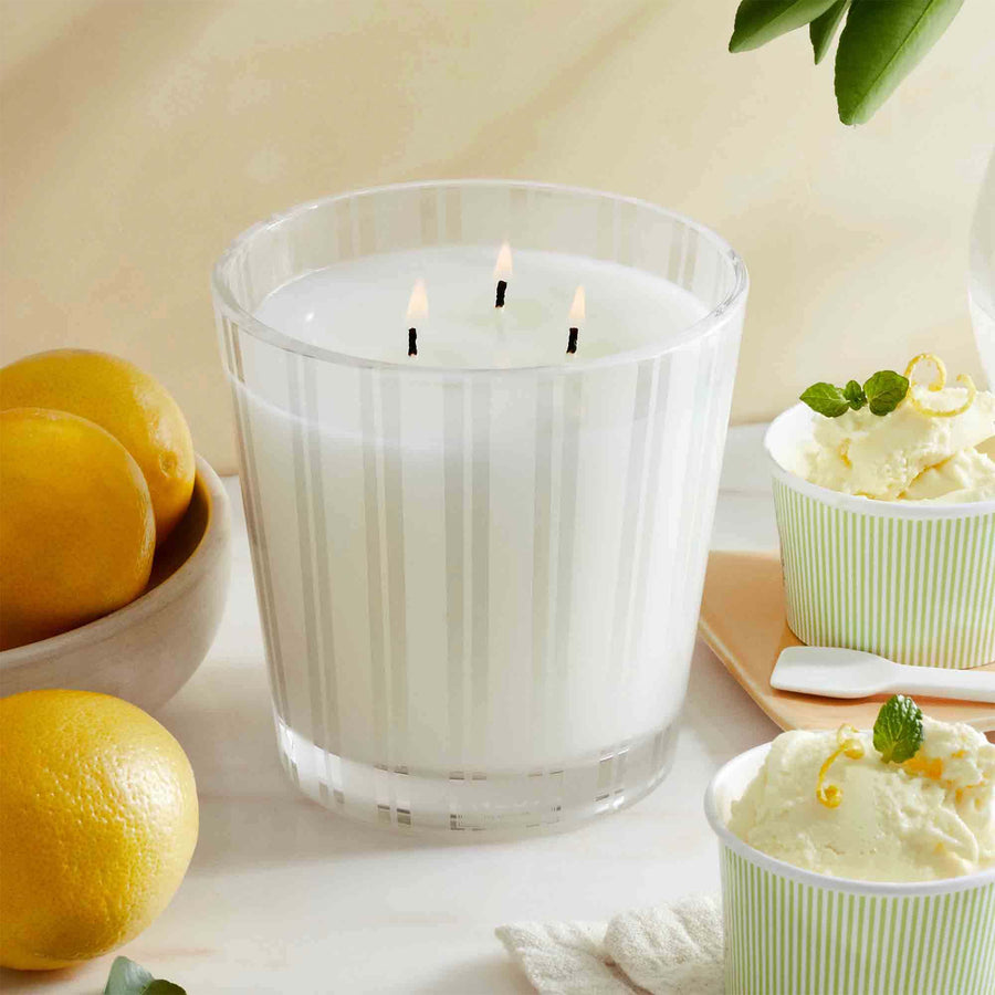 Amalfi Lemon & Mint 3-Wick Candle by NEST New York with lemons and ice cream