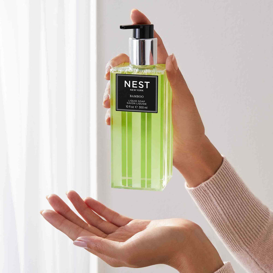 Bamboo Liquid Soap by NEST New York with hand model