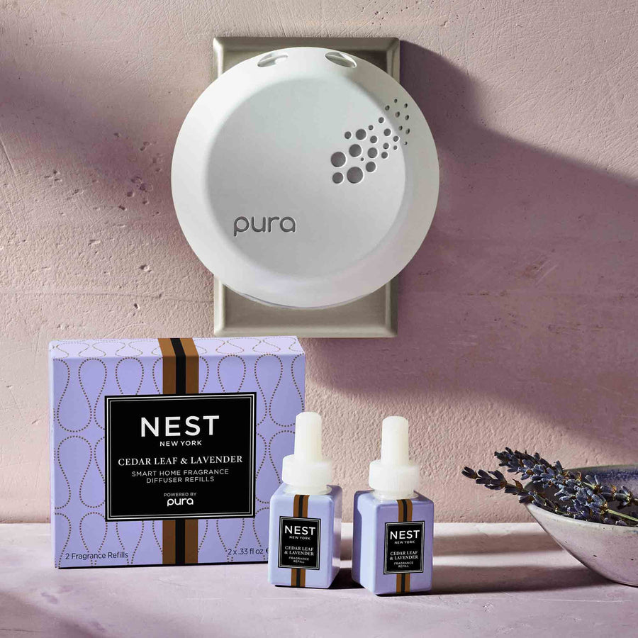 Cedar Leaf & Lavender Refill Duo for Pura Smart Home Fragrance Diffuser by NEST New York with Pura and lavender