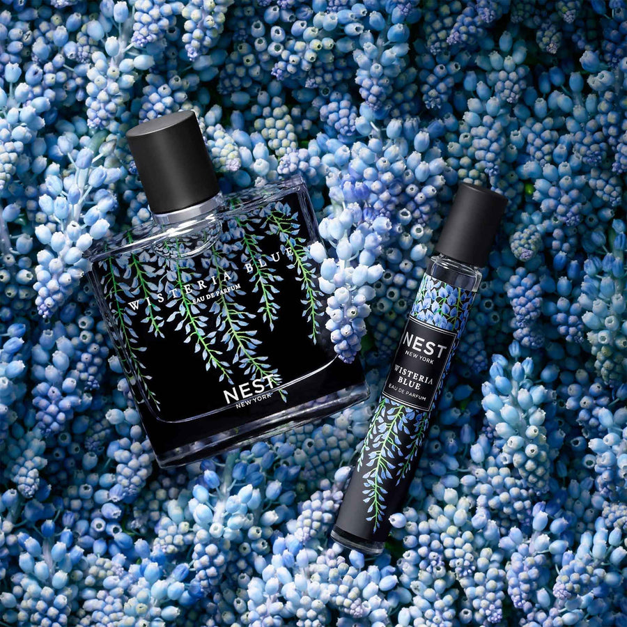 Wisteria Blue Travel Spray (8mL) and Eau de Parfum (50mL) by NEST New York in blue wisteria