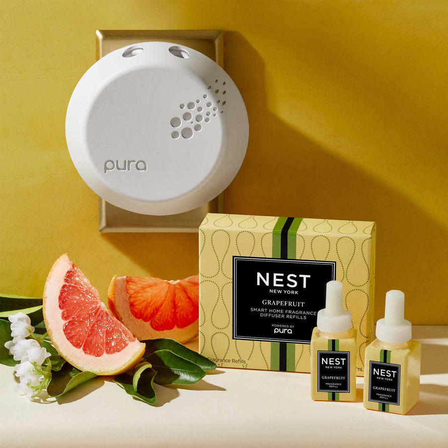 Grapefruit Refill Duo for Pura Smart Home Fragrance Diffuser by NEST New York with Pura, grapefruit, and flowers