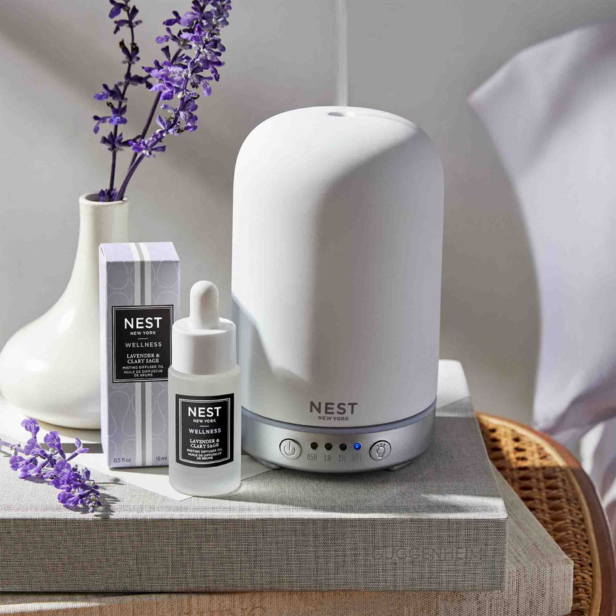Lavender & Clary Sage Misting Diffuser Oil by NEST New York with diffuser and lavender