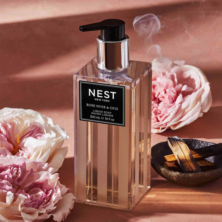 Rose Noir & Oud Liquid Soap by NEST New York with roses and oud