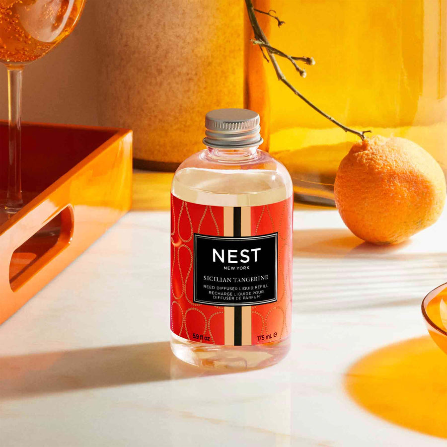 Sicilian Tangerine Reed Diffuser by NEST New York Liquid Refill with tangerines