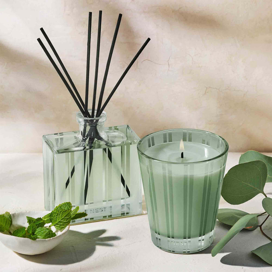 Wild Mint & Eucalyptus Classic Candle and Reed Diffuser by NEST New York with eucalyptus and mint 