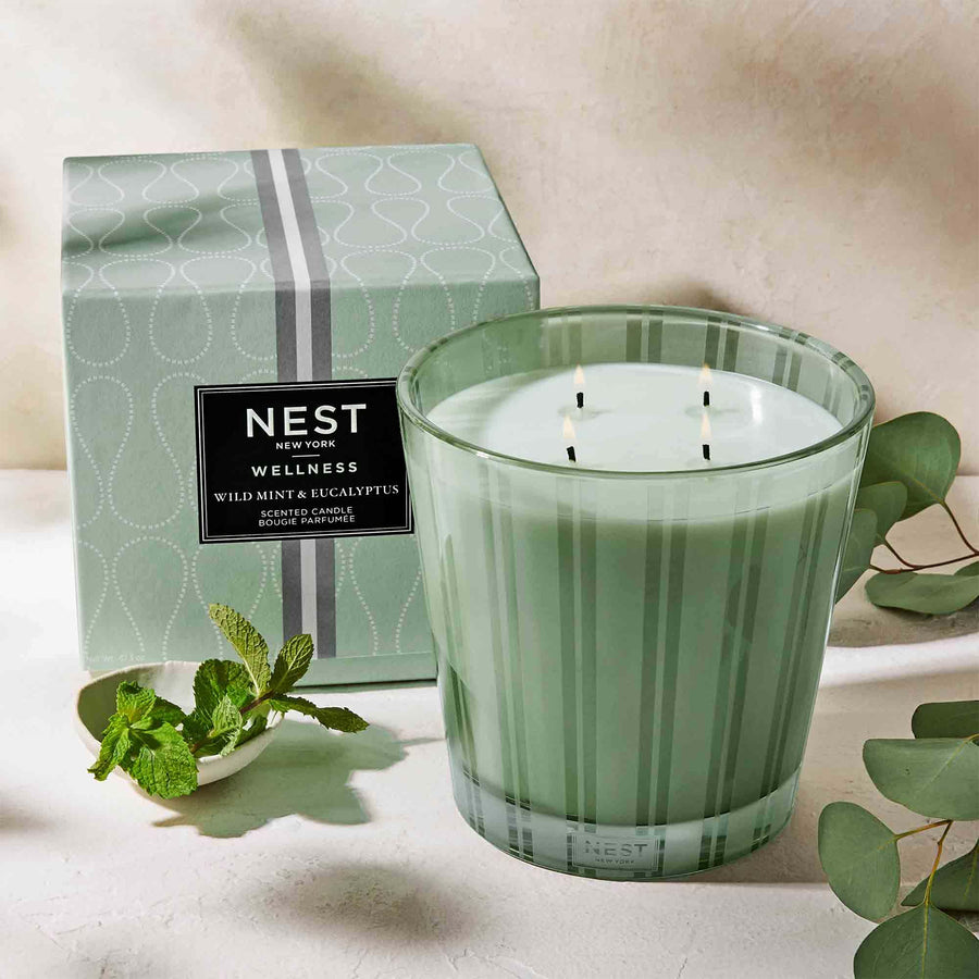 Wild Mint & Eucalyptus Luxury Candle by NEST New York with mint and eucalyptus