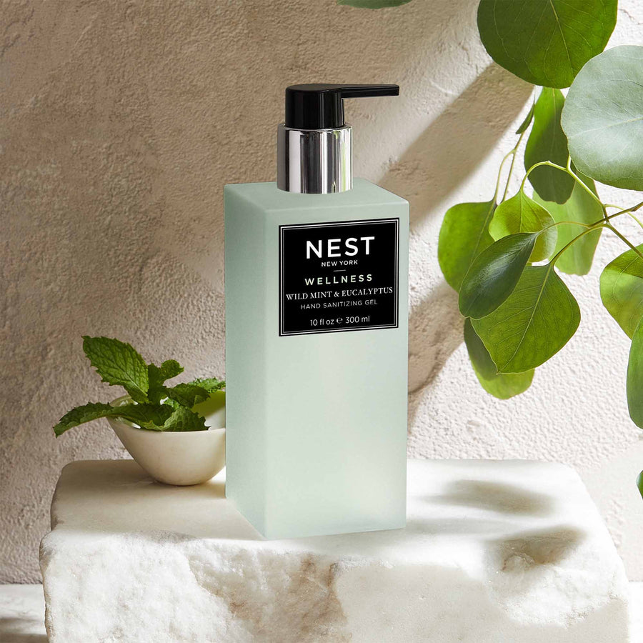 Wild Mint & Eucalyptus Hand Sanitizing Gel (300mL) by NEST New York with eucalyptus and mint