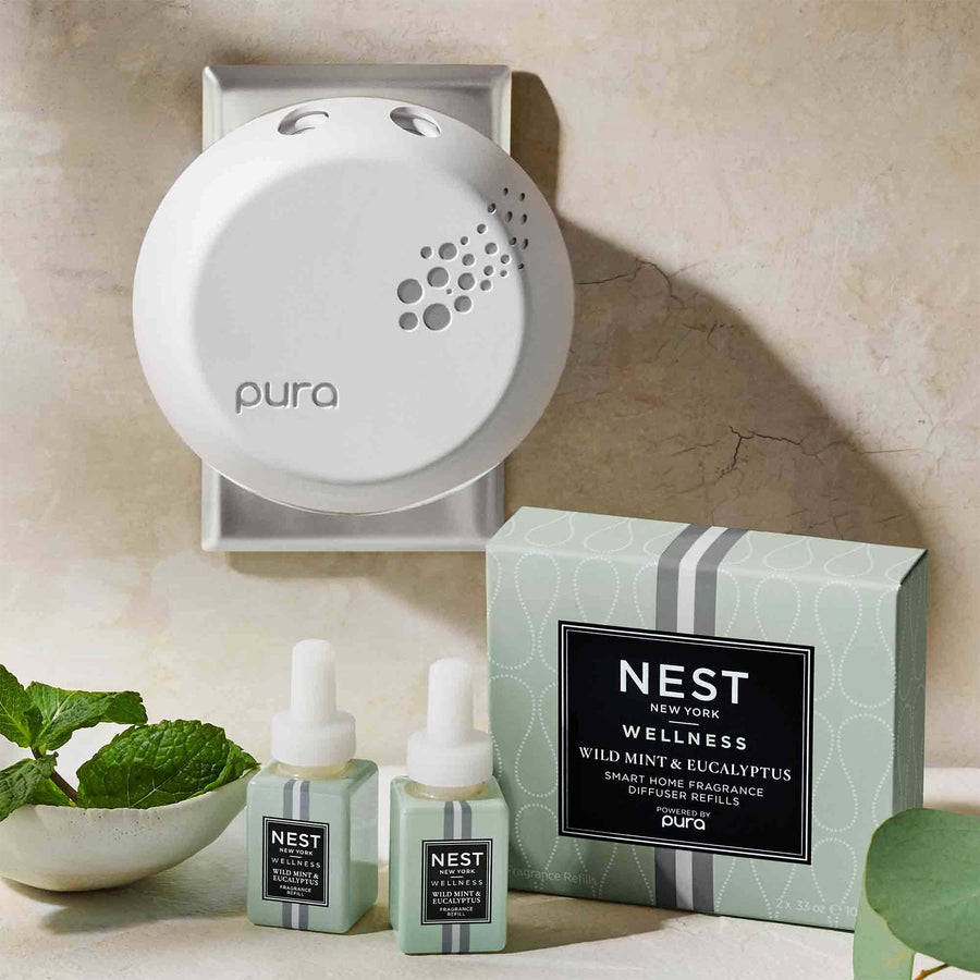 Wild Mint & Eucalyptus Refill Duo for Pura Smart Home Fragrance Diffuser by NEST New York with Pura and mint