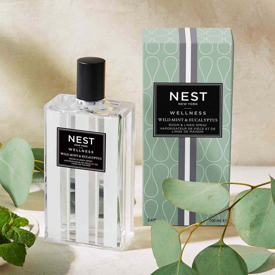 Wild Mint & Eucalyptus Room & Linen Spray by NEST New York with eucalyptus